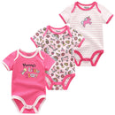 3 PCS/LOT Newborn Baby Clothing 2021 New Fashion Baby Boys Girls Clothes 100% Cotton Baby Bodysuit Short Sleeve Infant Jumpsuit