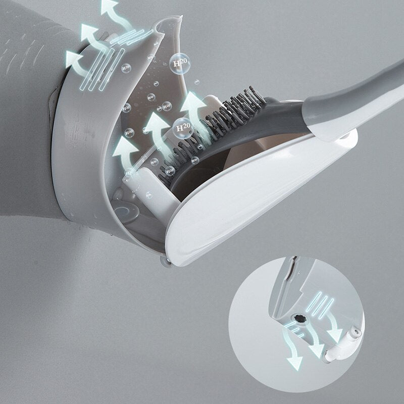BAISPO Silikon-Toilettenbürste Stanzfreie Reinigungswerkzeuge für zu Hause TPR-Toilettenbürste für Badezimmer Badezimmerzubehör zur Wandmontage