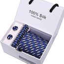 Joy Alice Wedding men neck ties gift box packing men brand luxury necktie pocket square silk tie set cufflinks handkerchief