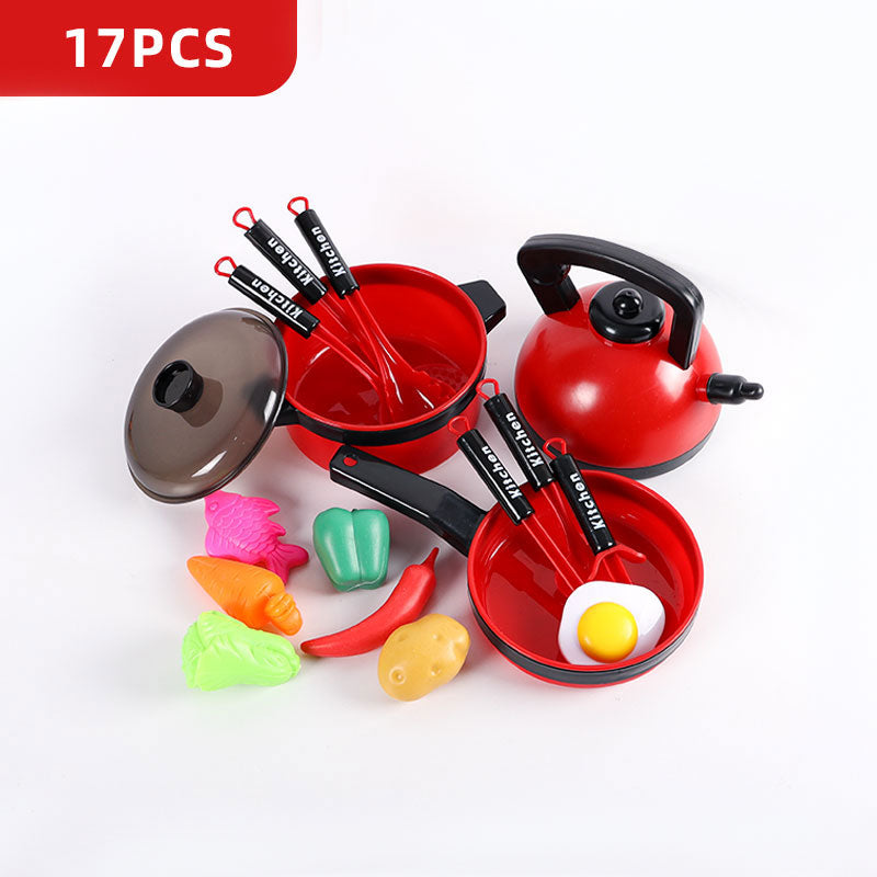 Kids Pretend Play Toy Mini Kitchen Toys Cookware Pot Pan Simulation Kitchen Utensils Cooking Toys For Boys