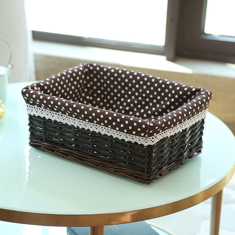 4 Sizes Handmade Rattan Storage Baskets Household Items Snacks Fruit Debris Laundry Finishing Willow Storage Basket