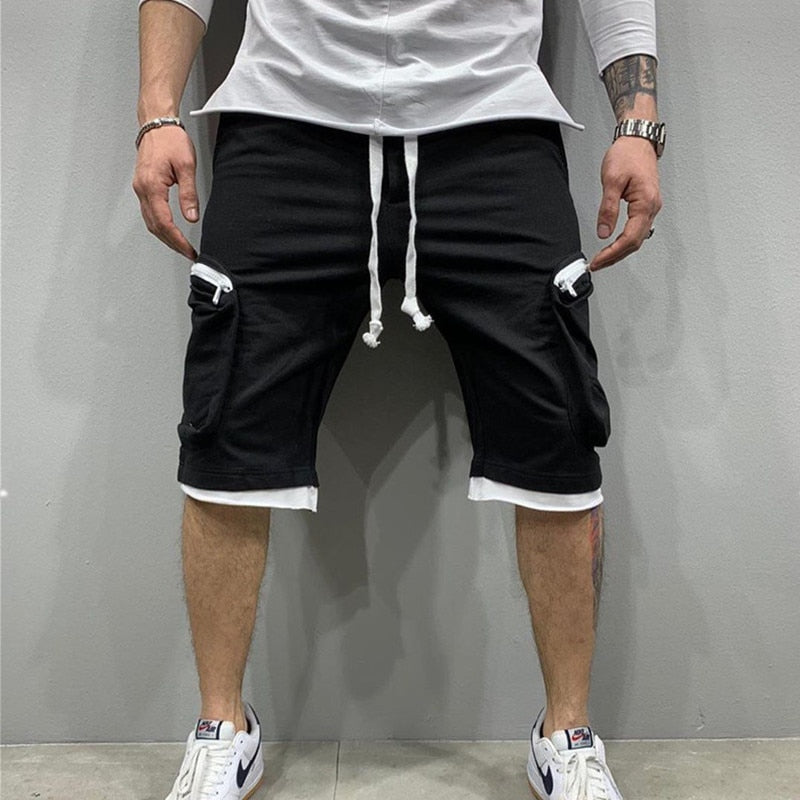 Pantalones cortos de algodón hasta la rodilla para hombre, pantalones cortos holgados para hombre, pantalones deportivos para culturismo, pantalones cortos duraderos de verano, ropa deportiva