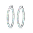 CiNily Blue Green Fire Opal Stone Hoop Earrings Silver Plated Rose Gold Color Big Round Circle Hip Hop Punk Party Jewelry Woman