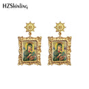2020 Antique Dangle Earrings Mother of God Virgin Mary Retro Paintings Glass Cabochon Mandala Pendants Jewelry for Women