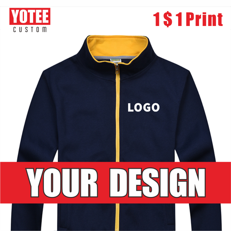 YOTEE, otoño e invierno, informal, de alta calidad, con cuello levantado, chaqueta con cremallera, logotipo personalizado, chaqueta para hombres y mujeres