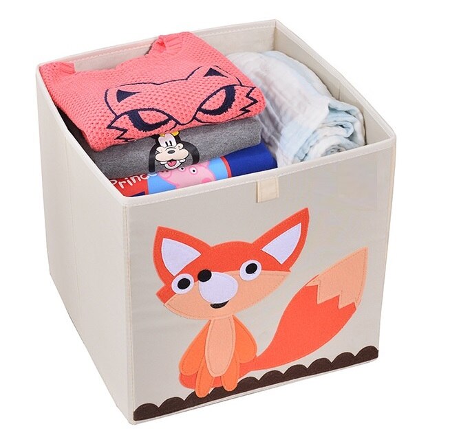 Caja de almacenamiento de cubo de animales bordado plegable de 13 pulgadas, tela Oxford, organizadores de juguetes para niños, contenedores, organizador de pecho para guardería infantil