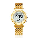 AL Harameen Fajr Time Watch with Azan and Qibla Direction Water Resistant Stainless Steel Islamic Lady Prayer Clock