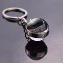 Animals Keychain Cat Dog Bear Peacock Rabbit Squirrel Phoenix Double Side Glass Ball Pendant Keyring