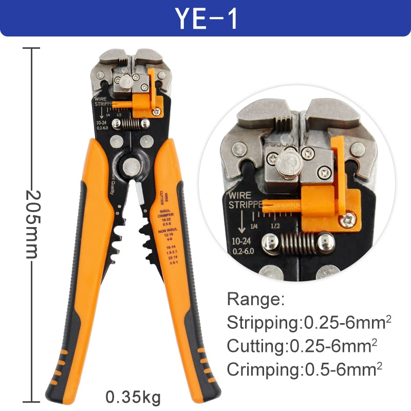 Alicates pelacables 0,25-6mm²/10-24AWG YE-1 cortador de cables práctico eléctrico automático herramientas de prensado de reparación multifuncional