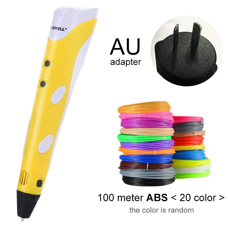 3D Pen Model 3D Printer Drawing Magic Printing Pens With 100M Plastic ABS Filament School Supplies For Kid Birthday Gifts