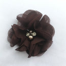 240PCS 5.5cm 2" Pearl Cluster Rhinestone Center Chiffon Hair Flower Hand Sewing Flower Boutique For Baby Headbands