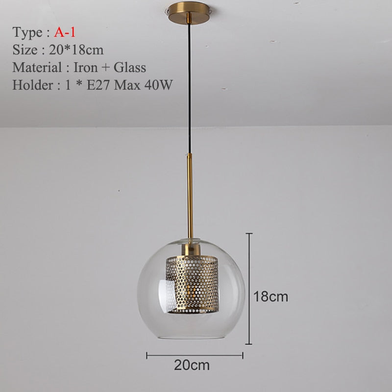 Lámpara colgante moderna de bronce plateado para Loft, lámpara colgante de bola de cristal, accesorio de iluminación para cocina, lámpara colgante para comedor, luminaria para sala de estar