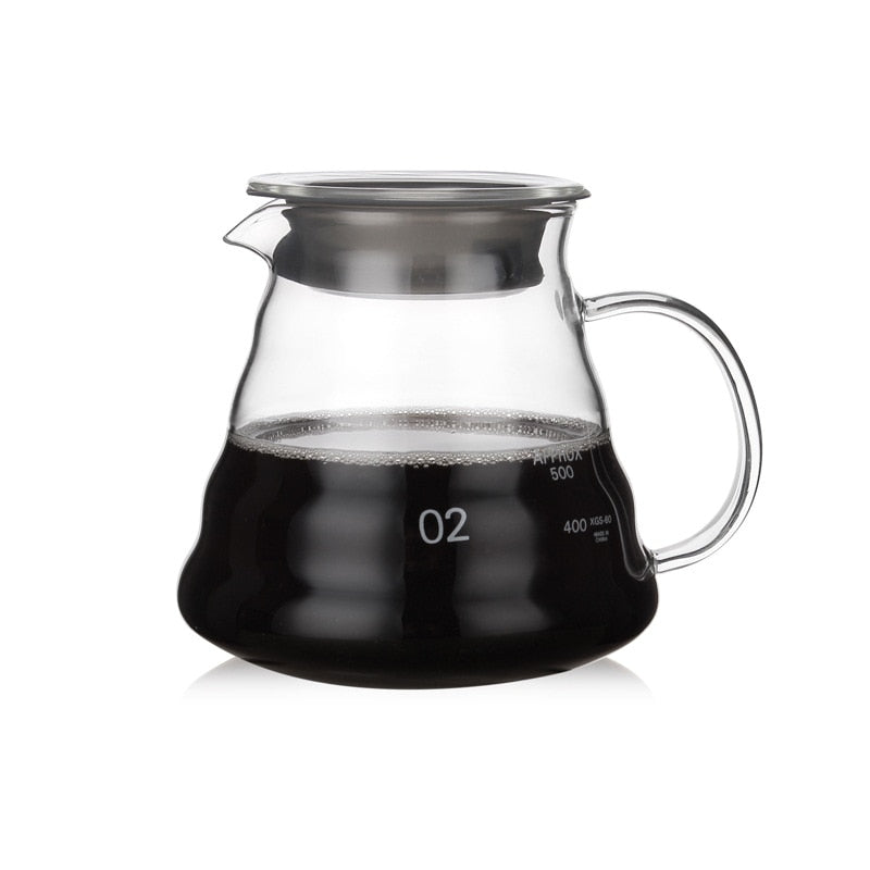Cafetera, gotero de café de vidrio de 350 ml, 600 ml, 800 ml, mango aislado para mantener el café vertido y el hervidor de goteo fresco