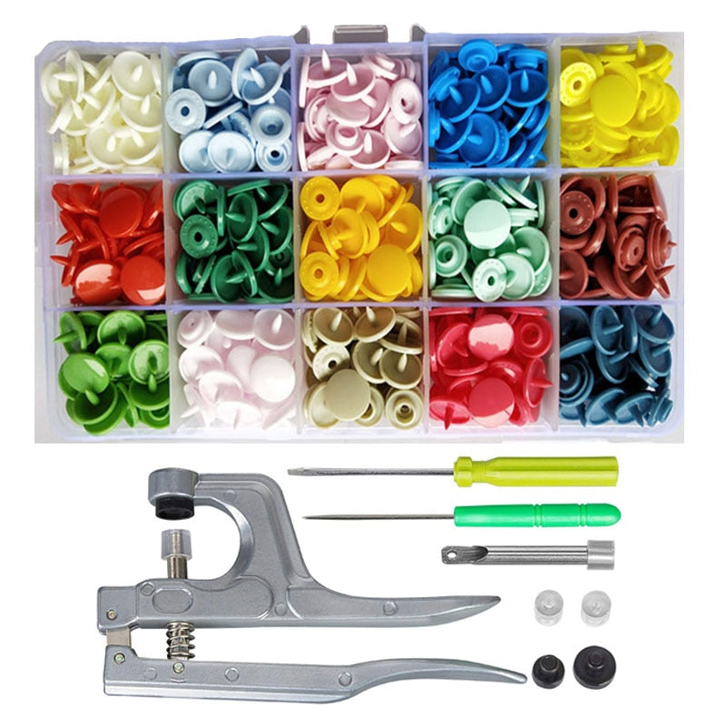 360 Sätze T5-Kunststoffdruckknopf mit Druckknöpfen, Zange, Werkzeugsatz und Organizer-Behältern, Druckknöpfe einfach auszutauschen, DIY-Familienschneider