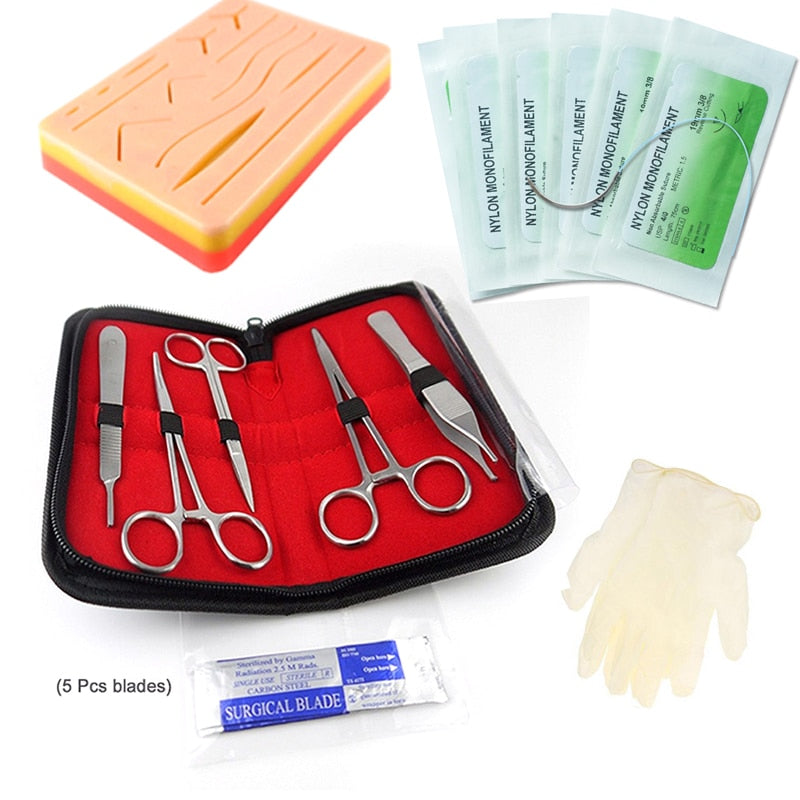 Medical Skin Suture  Training Kit Silicone Pad Needle Scissors Soft Easy to Operate Study Teaching Resource Kit