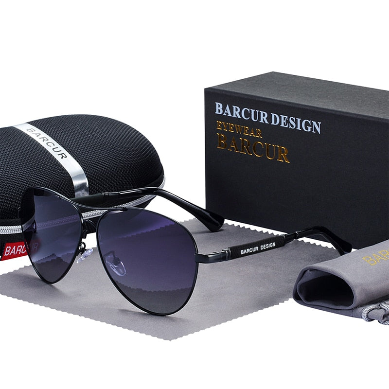 BARCUR Design Titanium Alloy Sunglasses Polarized Men&