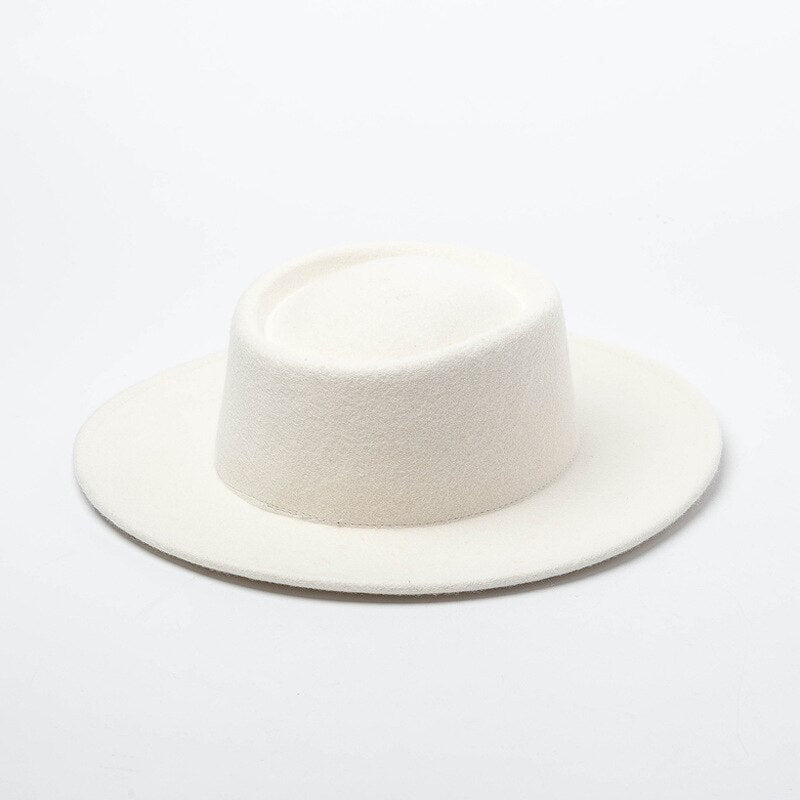 Elegant Wool Felt Hat White Wide Brim Fedoras For Wedding Church Hat Fedora Hat Lady Winter Floppy Sombrero Mujer Fascinator Cap