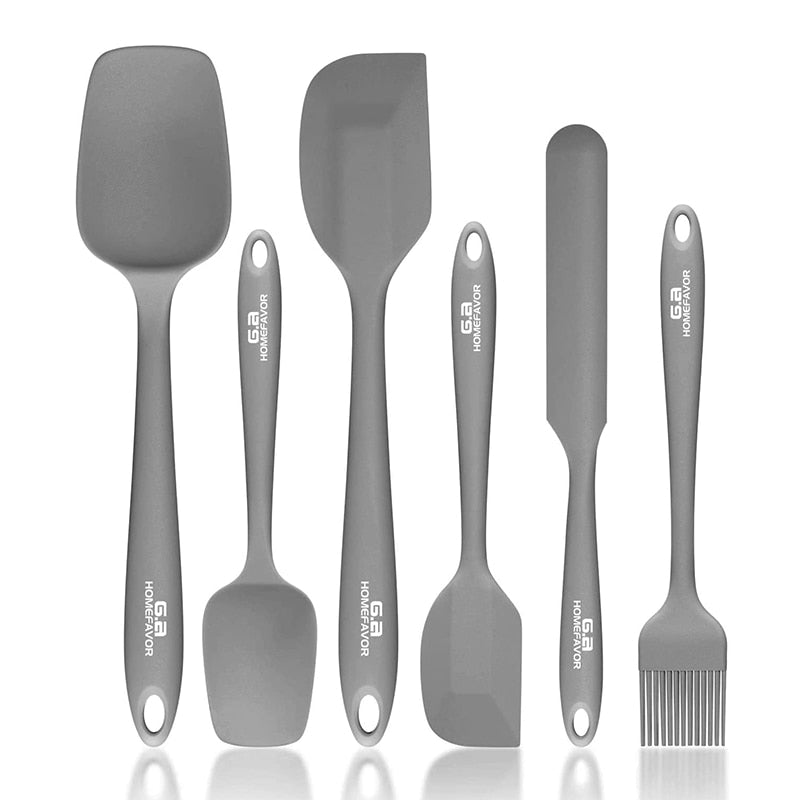 6 Pcs Kitchen Utensils Set Kitchenware Spatula Spoon Scraper Brush Tools Silicone Baking Cooking Cake Accessories