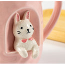 430ml Cute Animals Relief Ceramics Mug With Lid and Spoon Coffee Milk Tea Handle Cup Novelty Gifts