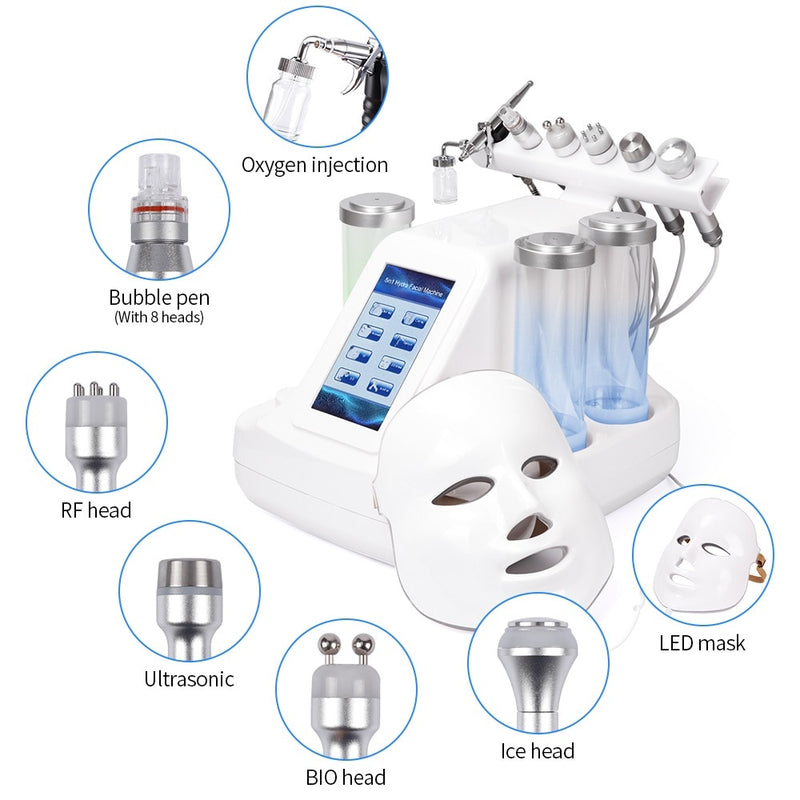 7 In 1 Hydra Dermabrasion Peel Clean Skin Care BIO Light RF Vacuum Face Skin Cleaning Hydro Water Oxygen Jet Peel Machine