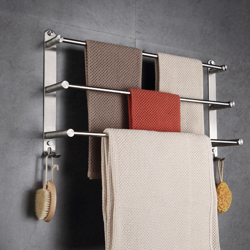 Toallero de baño con ganchos montado en la pared, toallero de acero inoxidable 304, toallero de 3 niveles para almacenamiento de toallas de baño