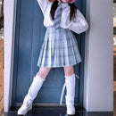 Calentadores de piernas de chica Harajuku blanco sólido Y2k señora hebilla de plástico rodilla dulce calentador de piernas estudiante moda coreana dibujar cuerda calcetín largo