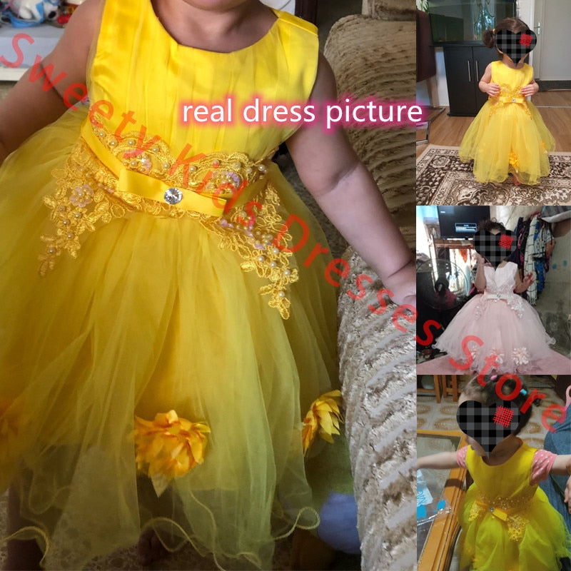 Baby Mädchen Kleidung Blume Schleife Spitze für 1 Jahre Kleid Kinder Mädchen Geburtstag Kleinkind Geburtstagsfeier Prinzessin Taufe Kleid L1871XZ