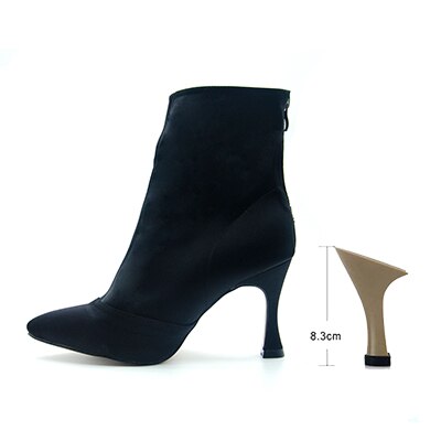 Women Dance Boots High Heel Ladies Closed Toe Elastic Cloth Modern Dance Shoes Gilrs Soft Sole Latin Dancing Shoes For Party