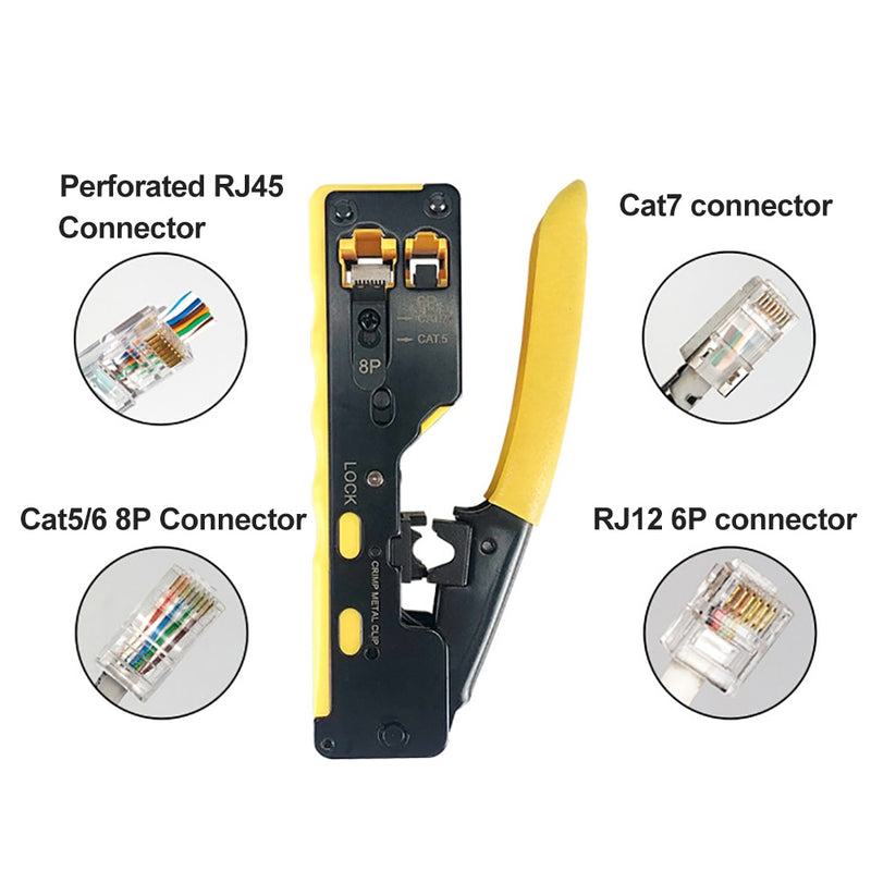 OULLX Cat7 RJ45 Crimper Hand Network Tools Pliers RJ12 Cat5 Cat6 8P8C Cable Stripper Pressing Clamp Tongs Clip Multi Function