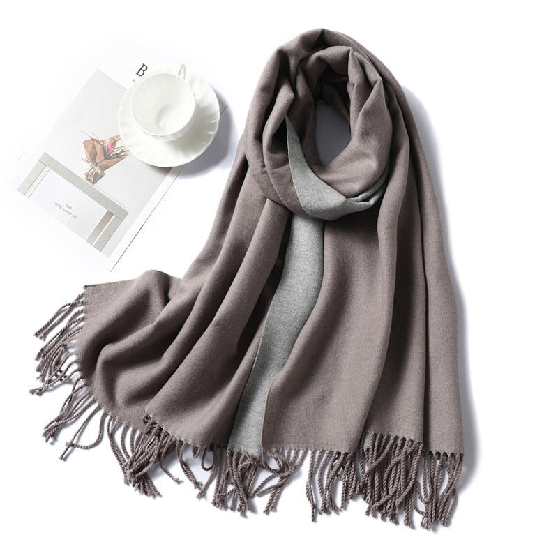 Winter-Kaschmir-Schal-Frauen-dicke warme Tücher wickelt Dame feste Schal-Art- und Weisequasten-Pashmina-Decke-Qualitäts-Foulard 2022 neu ein