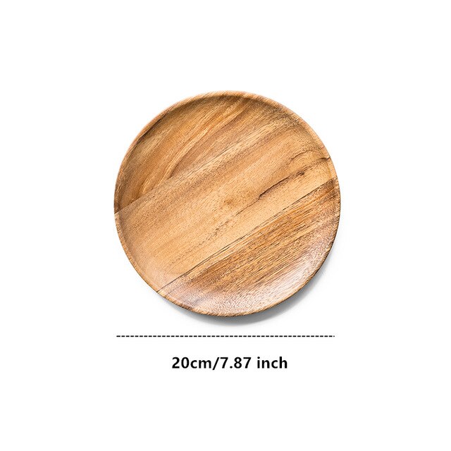 Natural Wooden Round Plates Handmade Dessert Fruit Bread Plate Dish Tray Snacks Dish Soup Dishes Tea Tray Tableware Does not fad