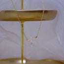 14K Real Gold Fashion Design Signal Fluctuation Shape Necklace Micro Inlay Zircon Women Choker Koyle Jewelry Pendant Gfit