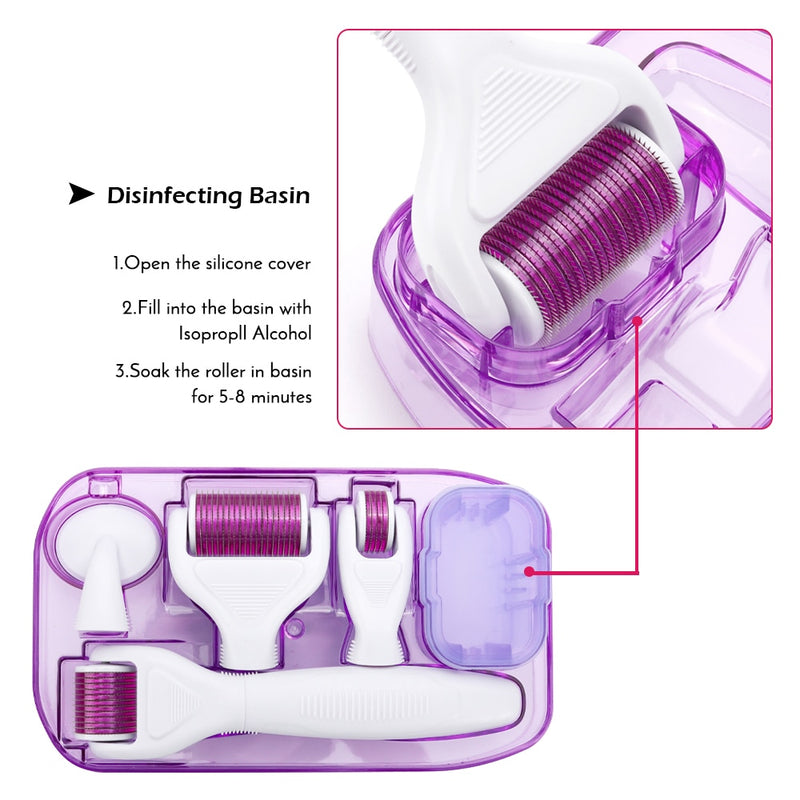 4/5/6 in 1 Microneedle Roller Kit für die Hautpflege zu Hause, kosmetisches, nicht-invasives Mikronadelwerkzeug für das Haarwachstum im Gesicht, Bart, Heimgebrauch