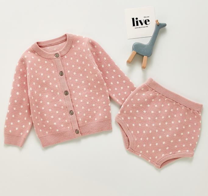 Marke Baumwolle Jungen Mädchen Baby Strickpullover Strickjacke + Shorts Anzug Neue 2021 Herbst Winter Kinder Kleidung Baby Kleidung Anzug