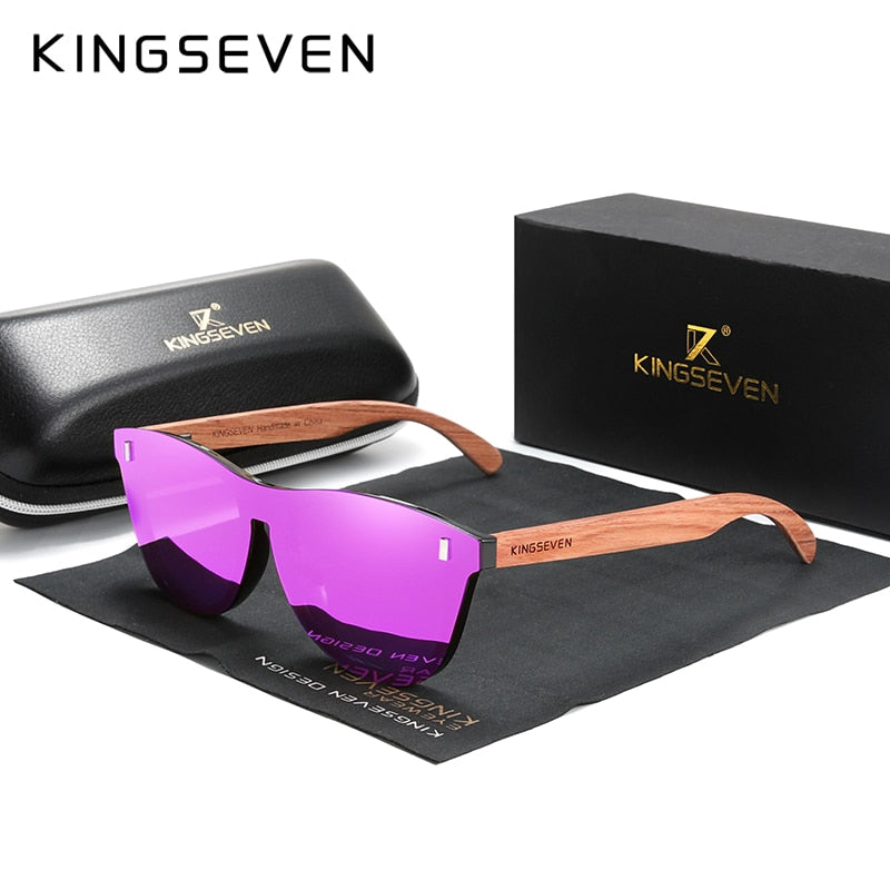 KINGSEVEN Women's Glasses Natural Bubinga Wooden Sunglasses Men Polarized Fashion Sun Glasses Original Wood Oculos de sol