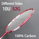 Vollcarbon Leichtester 10U 52g Badmintonschläger Bespannt Max Tension 30LBS Professionelle Schläger mit Taschen Saiten Schläger