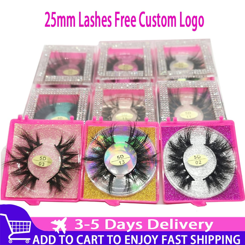 25mm Mink Lash Vendor 30/40/50/100/200 Paar Wimpern Bulk Nerz Wimpern Großhandel Anbieter Nerz Wimpern Bulk Free Custom Logo