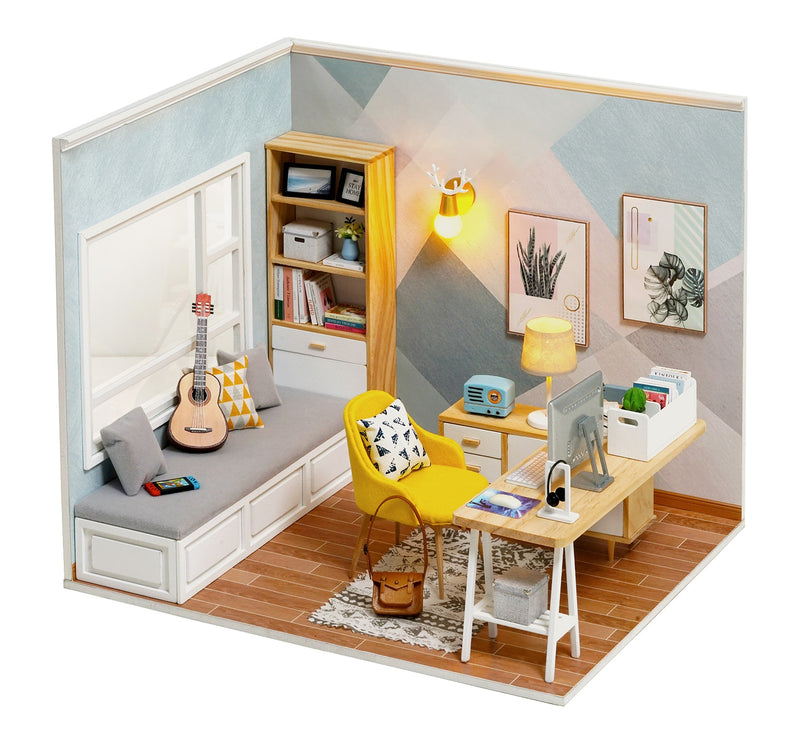 Doll House Furniture Diy Miniature 3D Wooden Miniaturas Dollhouse Toys for Children Birthday Gifts Casa Kitten Diary H013