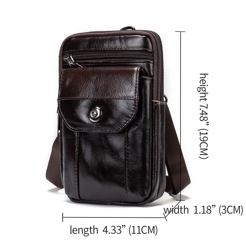 Bolso pequeño WESTAL para hombre, bolso con solapa de cuero genuino para teléfono, bolsos de hombro para hombre, bolsos cruzados de cuero para hombre sobre el hombro