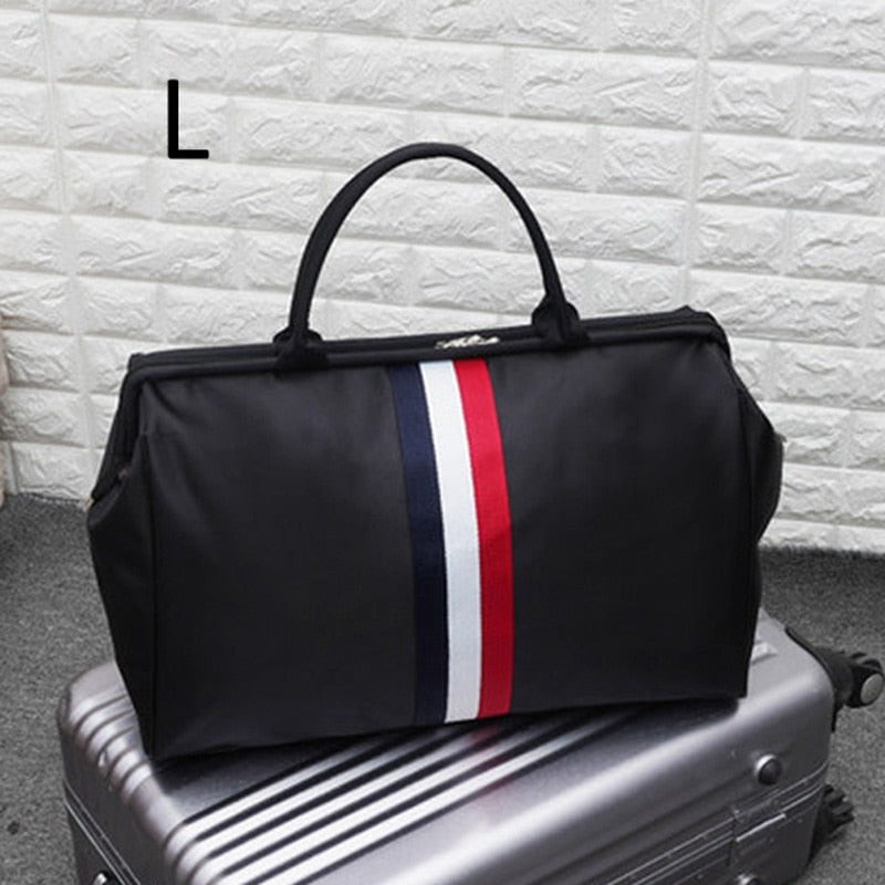 Korean Version Overnight Weekend Traveling Bag Strip Handbag Big Travel Bag Luggage Men&