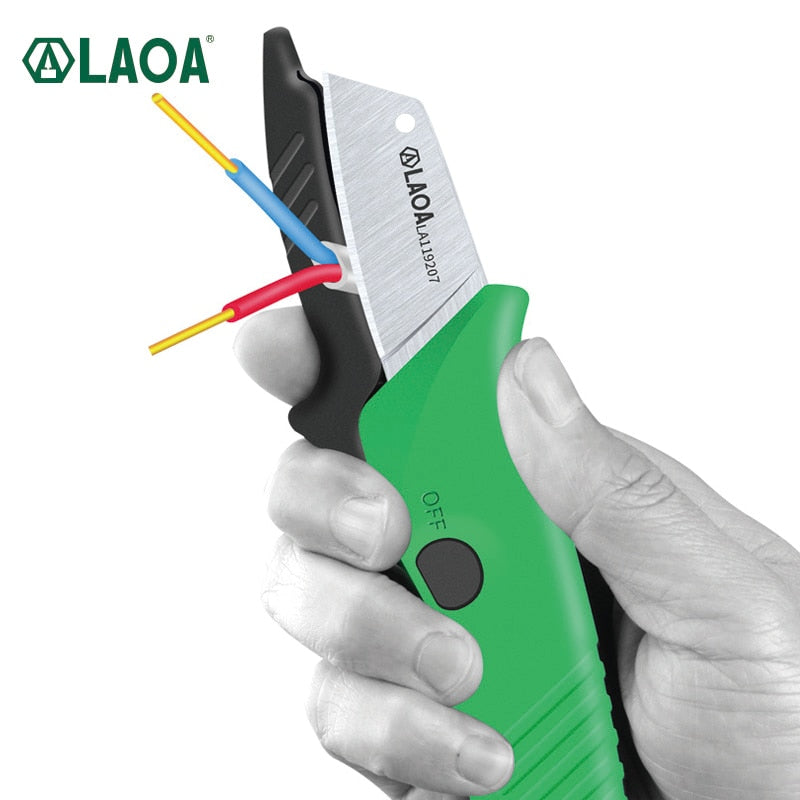 LAOA Electrician Cable Stripping Knife Stainless Wire Cutter Stripper Utility Knife Rubber Handle Hand Tools