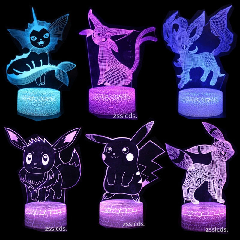 Pokemon-Figuren Action-Spielzeug-Abbildung 3D-Visuelle Led-Nachtlichter Anime-Abbildung Pokemon Go Monster Pikachu-Figur Spielzeug-Modelle Geschenke