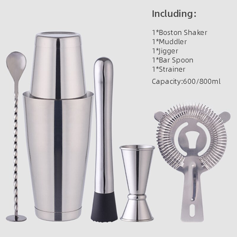 Wine Coctelera Batidora Boston Recipe Mixer Shaker Bartender Barware Kit Kitchen Bar Tools Stainless Steel Cocktail Shaker Set