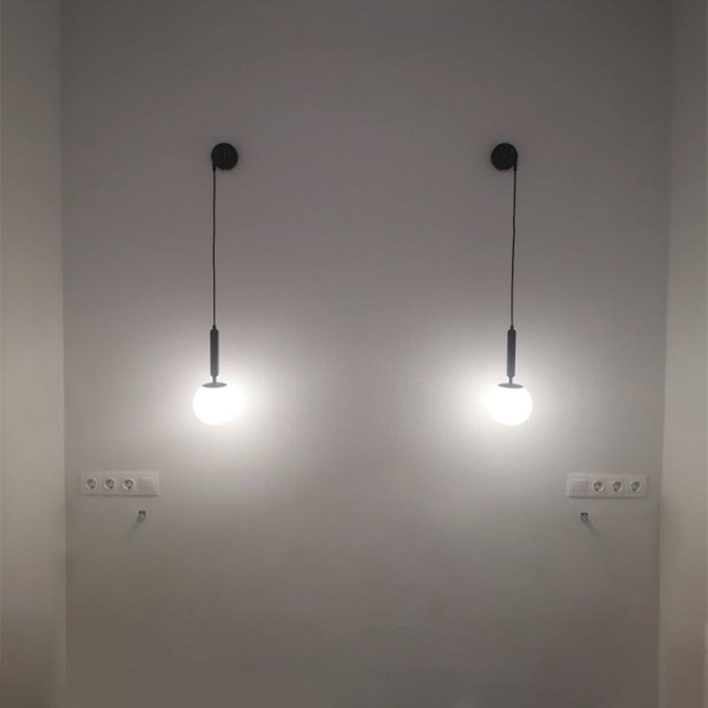 Moderne Glaswandlampe Skandinavische Wandlampe Nachttisch-Leselampe Runde applizierte Wandleuchte Nordic Led Wall Lights E27