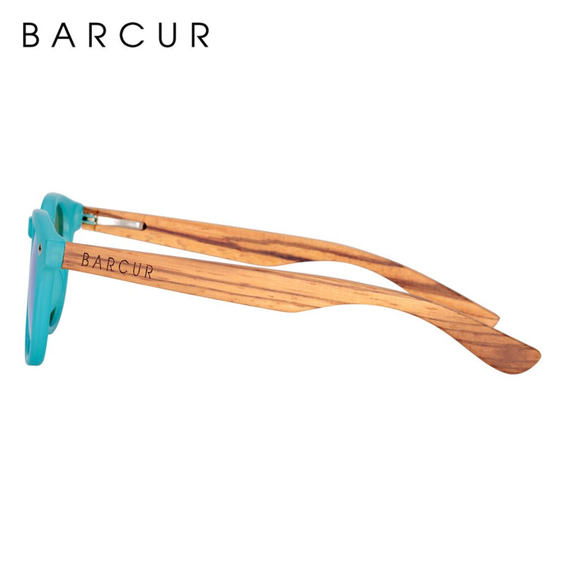 BARCUR Polarized kids sunglasses Round Boy Girl Zebra Wood Sun glasses Cat eyes UV400 Eyewear Oculos Gafas De Sol