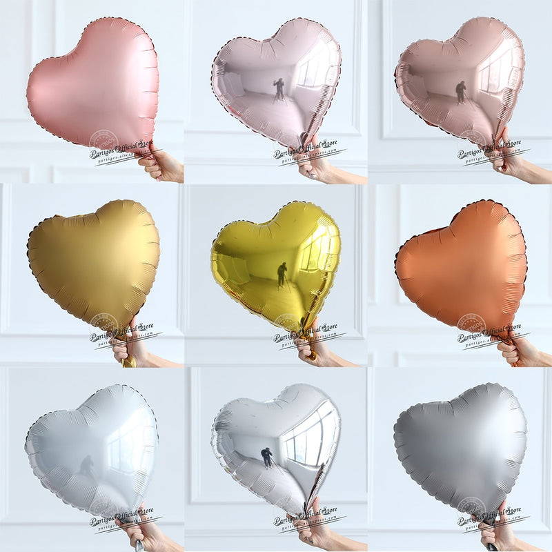 10 Uds. De Globos de papel de aluminio con forma de corazón de oro rosa de 18 pulgadas, Globos de helio de Metal, decoraciones para fiesta de boda, regalos de compromiso de cumpleaños para niñas
