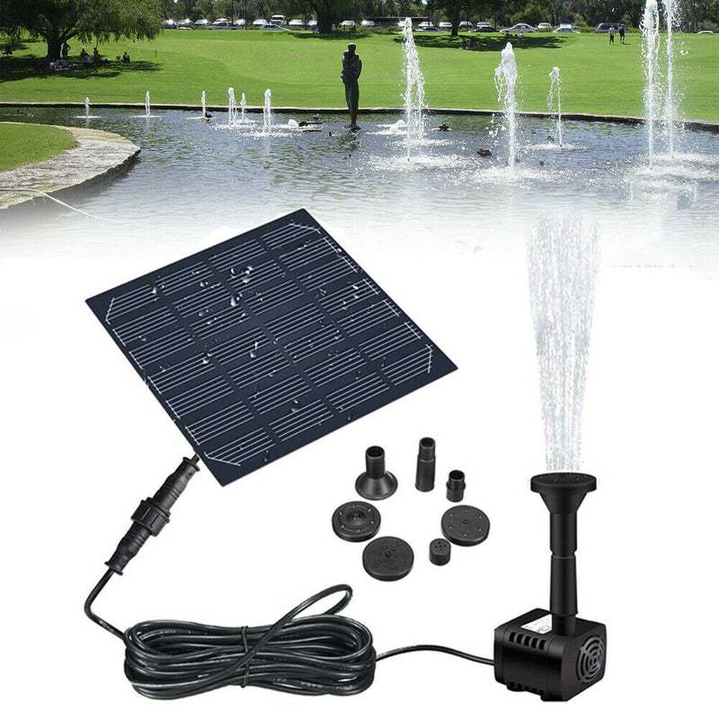 Solar Panel Powered Water Fountain Pool Pond Garden Water Sprinkler Sprayer with Water Pump &amp; 3 Spray Heads