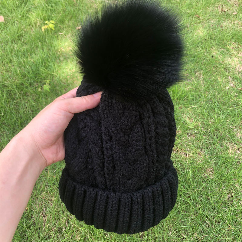 Gorros de mujer 2022, gorros interiores de lana de terciopelo, gorros de invierno para mujer, gorro con pompón de piel de mapache 100%, gorros con patrón torcido para mujer