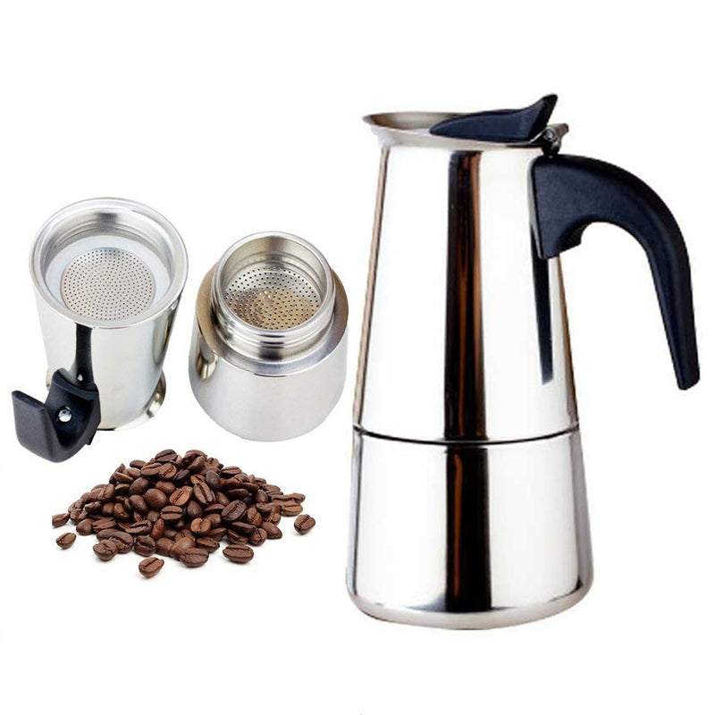 600ml Large Capacity Stainless Steel 304 Moka Pot Coffee Maker Stovetop Espresso Maker Mixpresso Coffee 2-12cup
