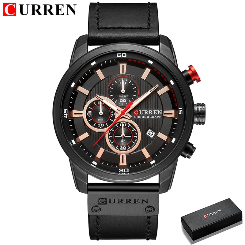 Relojes de cuarzo para hombre con correa de cuero de moda CURREN de lujo de marca superior, relojes de pulsera informales con fecha de negocios para hombre, reloj Montre Homme